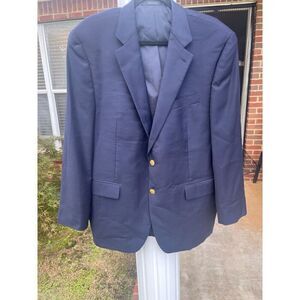 Lauren Ralph Lauren Blazer Coat Men's Size 42R Blue Solid 100% Wool Front Pocket